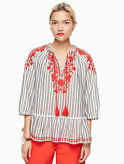 stripe embroidered top - kate spade new york