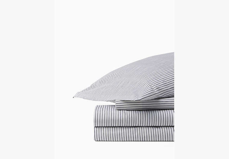 Kate Spade,skinny stripe sheet set,bedding,Navy image number 0