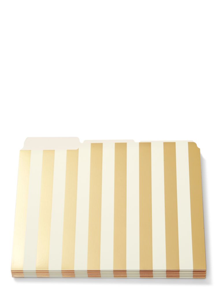 Kate Spade,strike gold stripe file folders,office accessories,Turaco Green