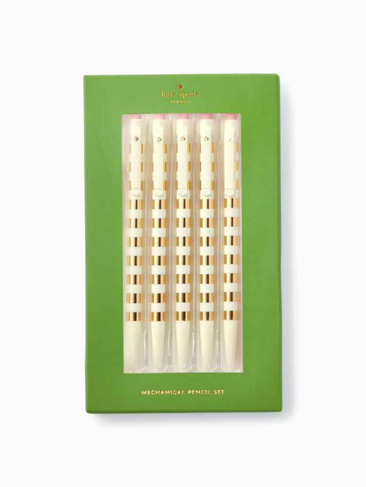 Kate Spade,Gold Stripe Pencil Set,