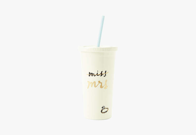 Kate Spade,miss to mrs. tumbler with straw,kitchen & dining,White image number 0