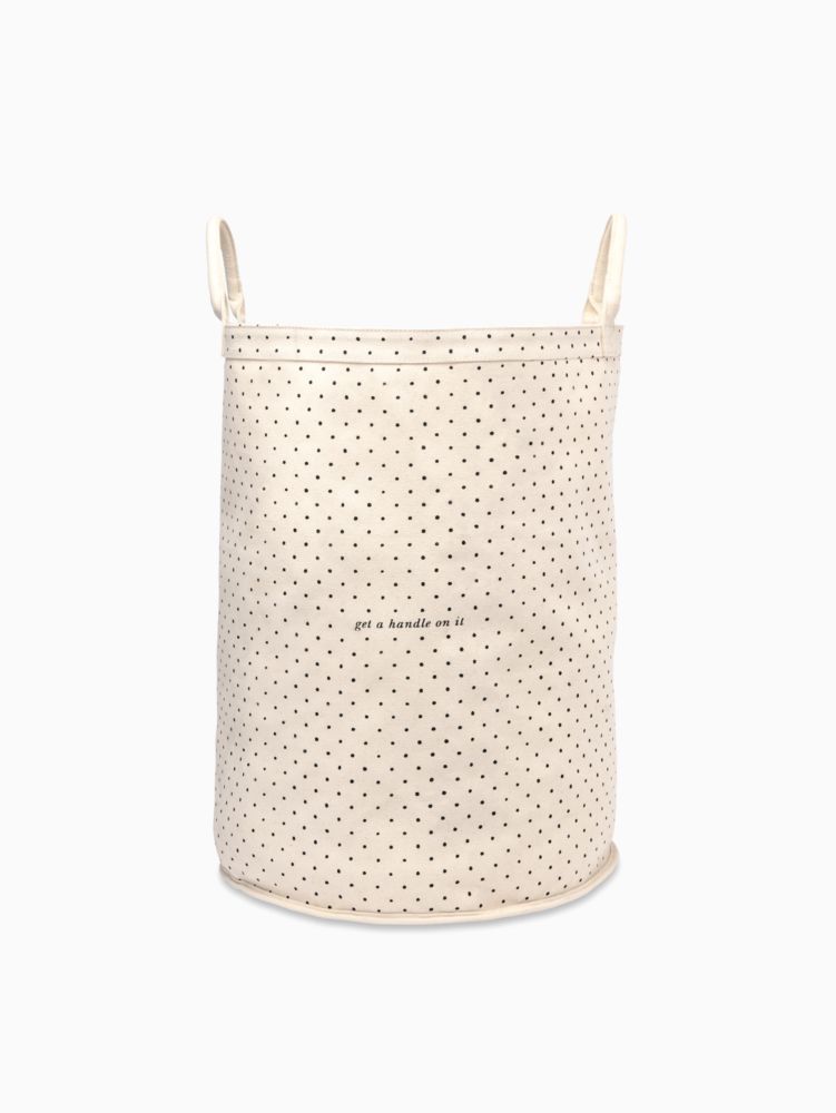 Black Dot Round Canvas Bin, , Product