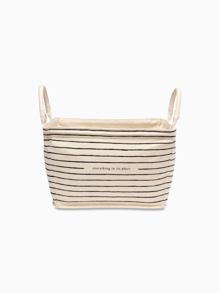 Kate Spade,Black Stripe Rectangular Canvas Bin,