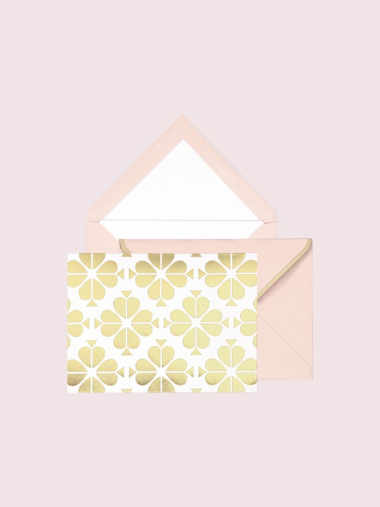 Kate Spade,spade flower notecard set,office accessories,Gold