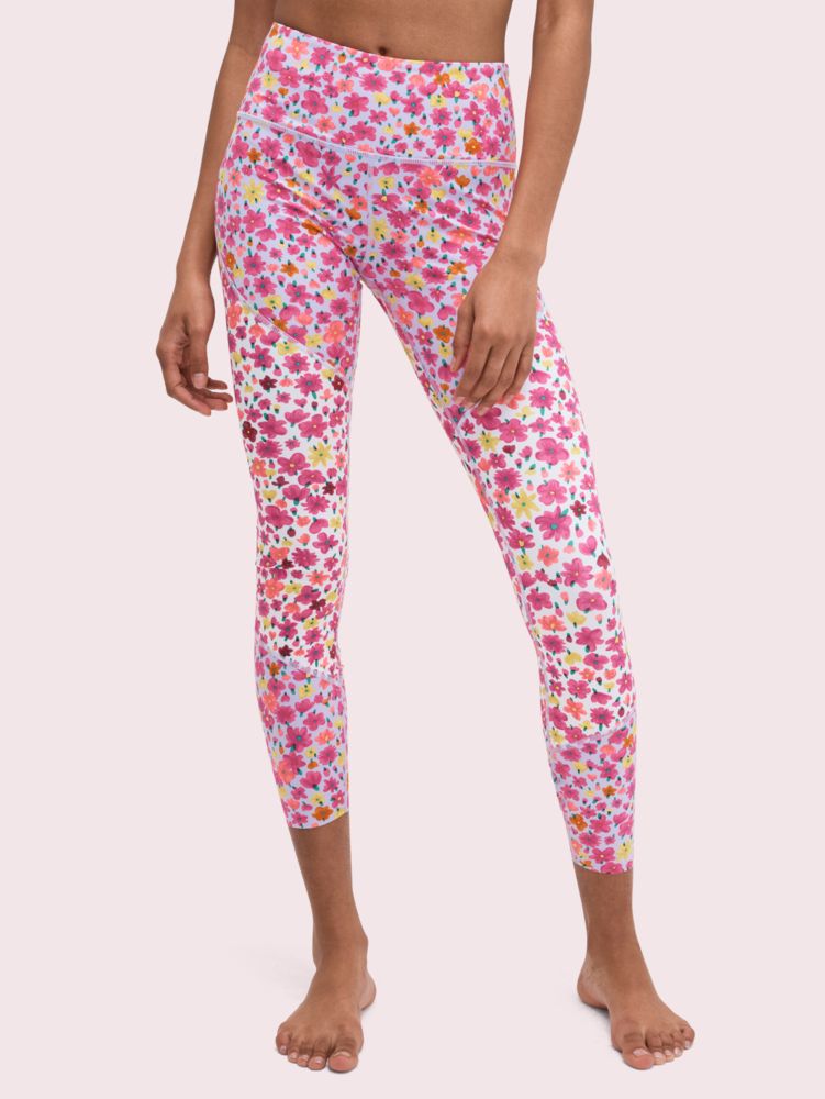  Colorblock Floral Print Contrast Mesh Sports Leggings (Color :  Multicolor, Size : Large) : Clothing, Shoes & Jewelry