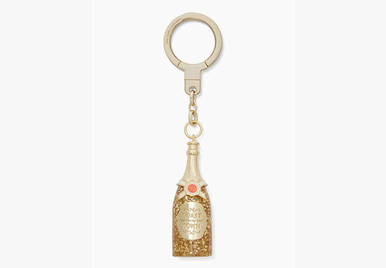 Kate Spade,champange bottle keychain,keychains,Gold