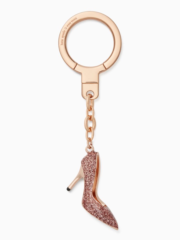 Kate Spade,glitter shoe keychain,keychains,Rose Gold