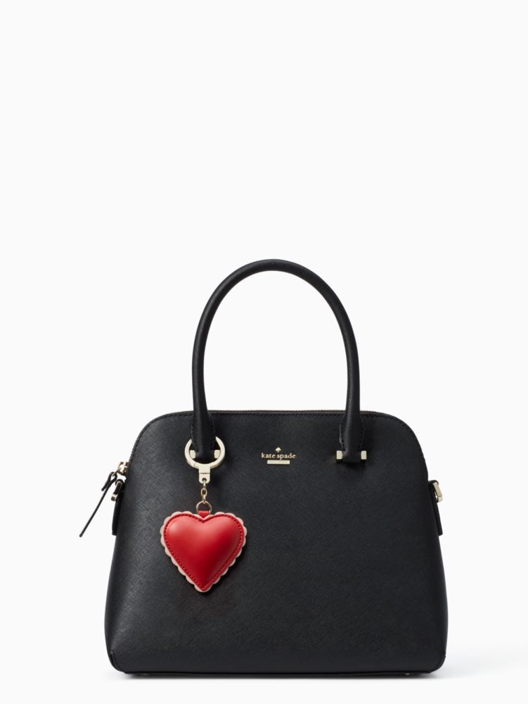 Kate Spade,Scalloped Leather Heart Keychain,