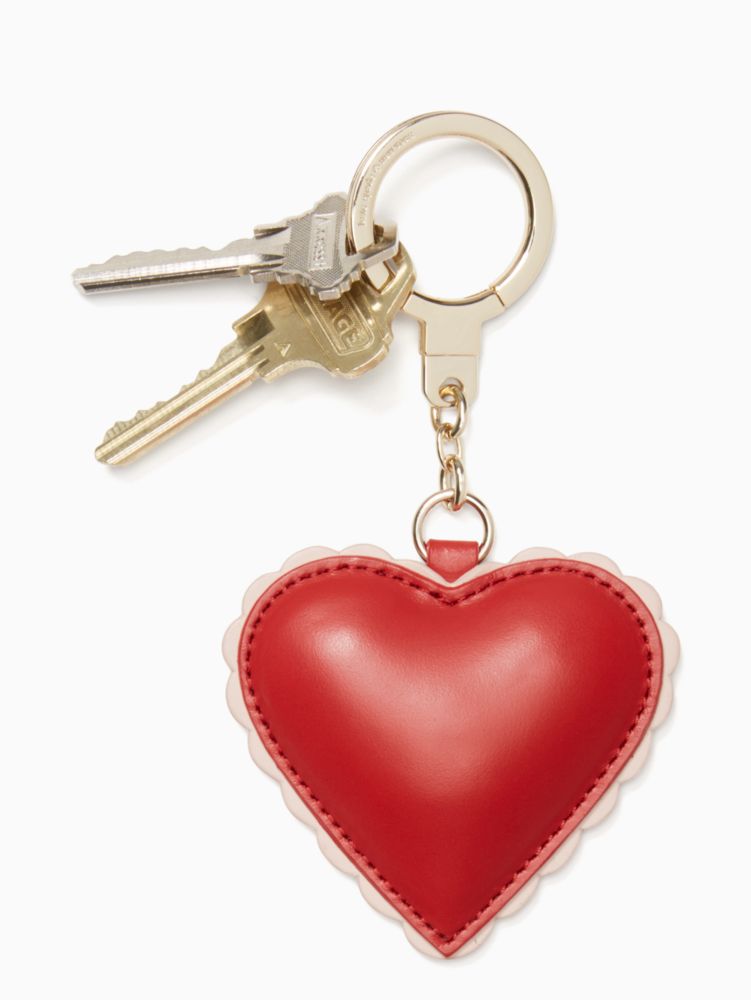 Kate Spade,Scalloped Leather Heart Keychain,