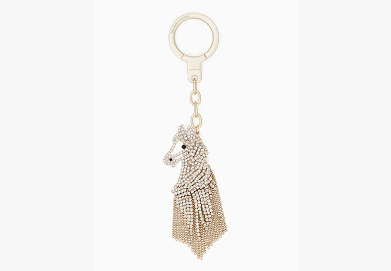 Kate Spade,wild ones horses keychain,Clear/Gold