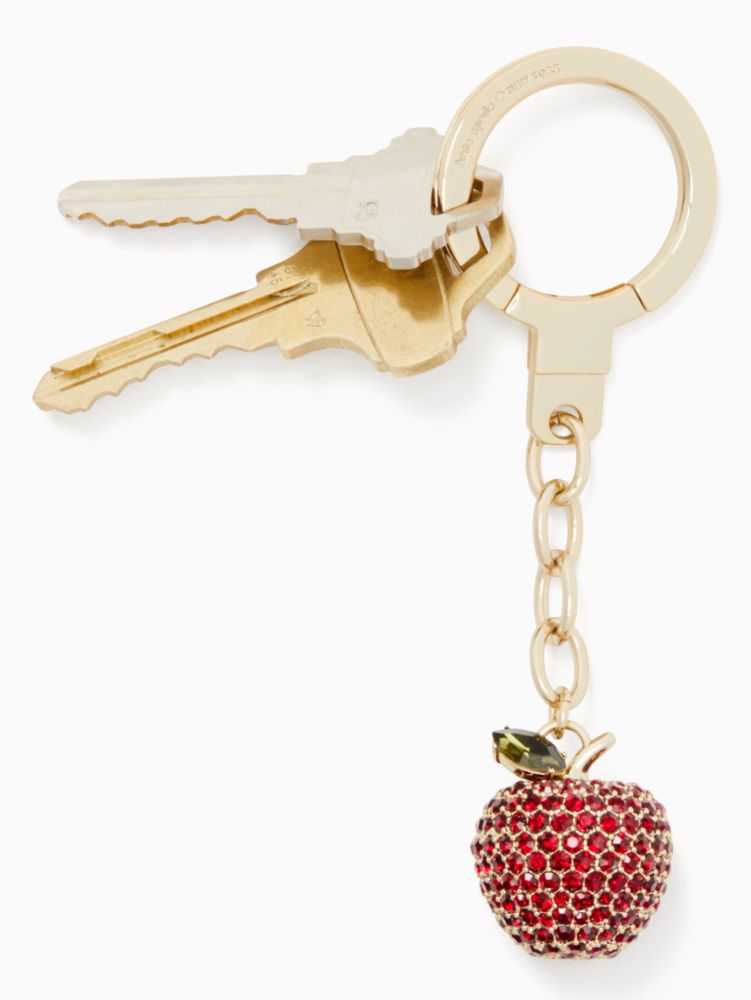 Kate Spade,jeweled apple keychain,keychains,Multi