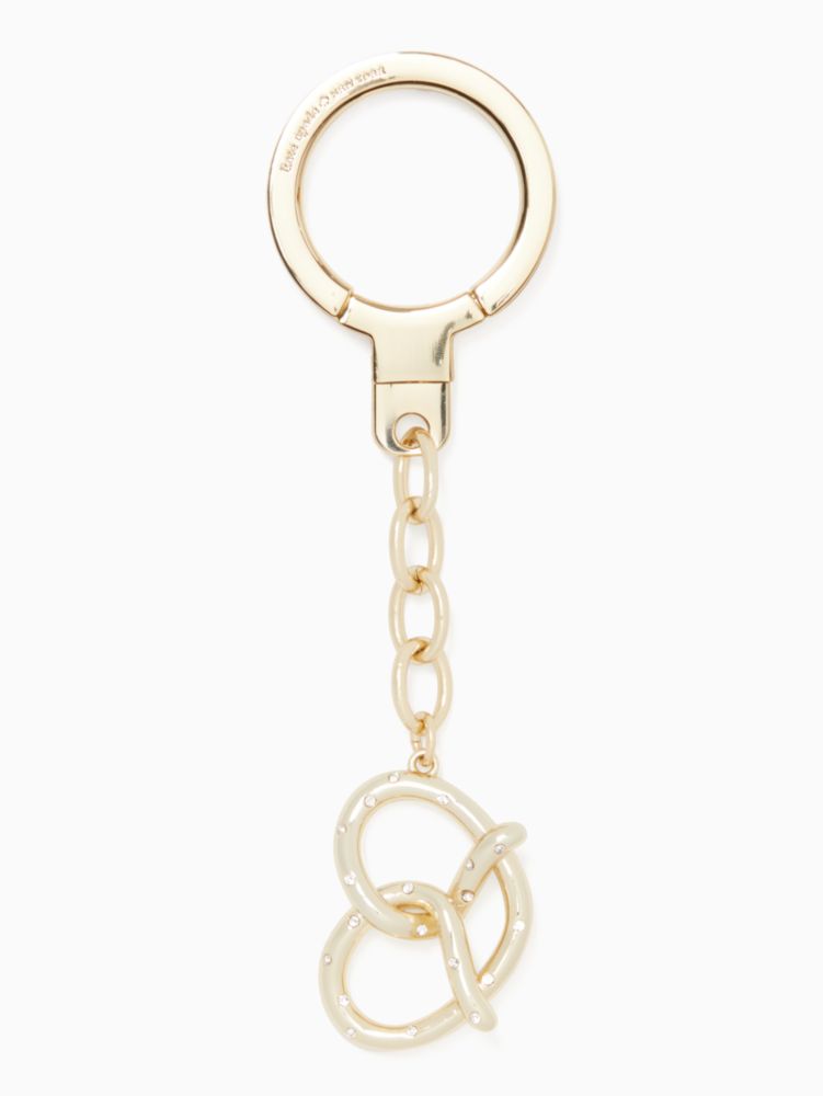 Kate Spade,jeweled pretzel keychain,keychains,Clear/Gold