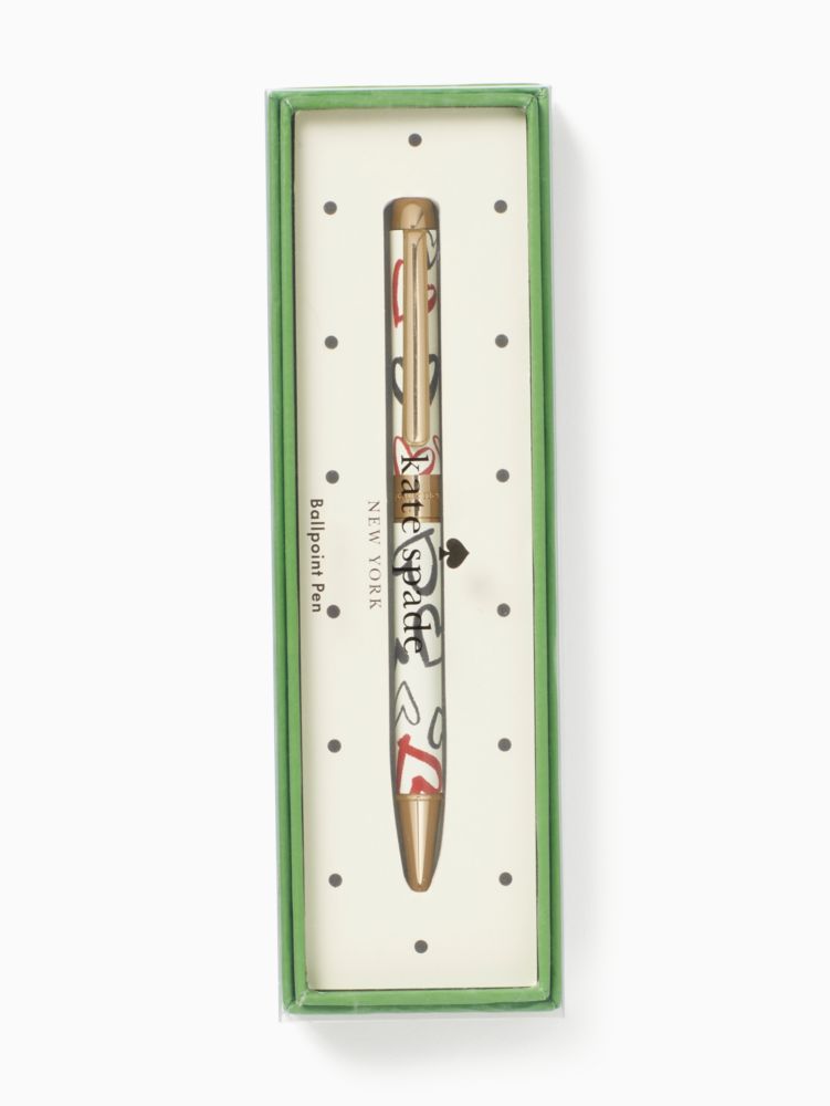 Kate Spade,Scribble Hearts Ballpoint Pen,