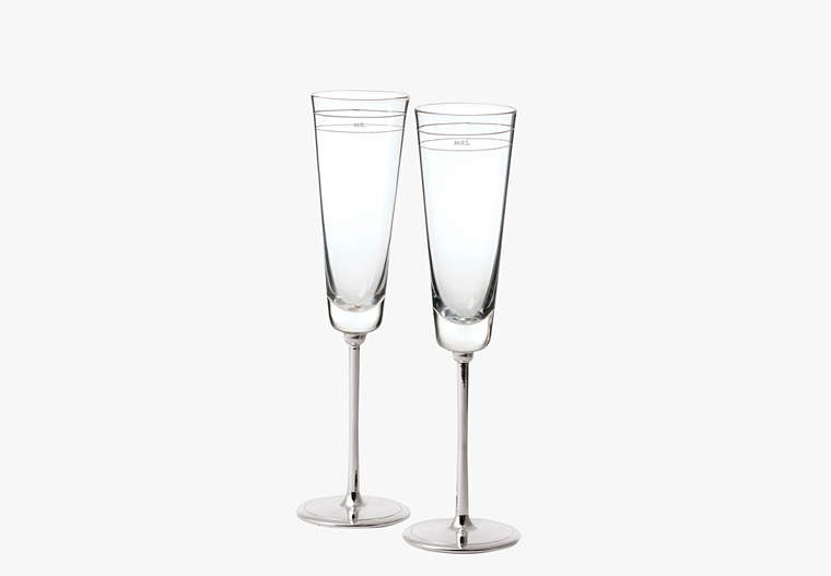 Kate Spade,darling point toasting flute pair,kitchen & dining,Silver image number 0