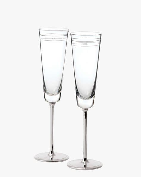 Kate Spade,darling point toasting flute pair,kitchen & dining,Silver