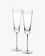 Kate Spade,darling point toasting flute pair,kitchen & dining,Silver