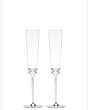 Kate Spade,grace avenue toasting flute pair,kitchen & dining,Silver
