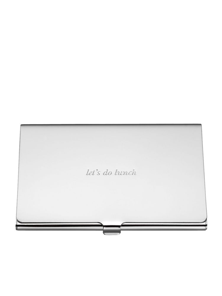 Kate Spade,silver street let's do lunch card holder,Silver Plate