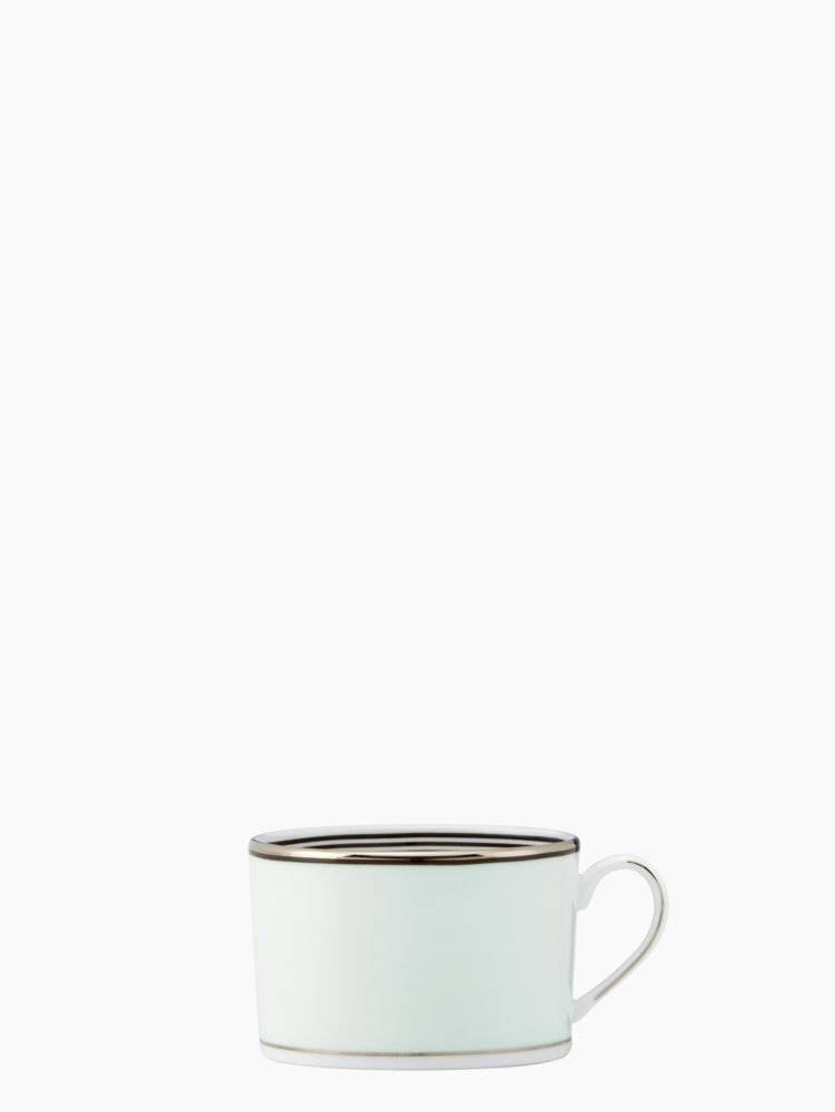 Kate Spade,Parker Place Cup,Teacup,Bone China,Metal,Metallic Band,Platinum,Blue