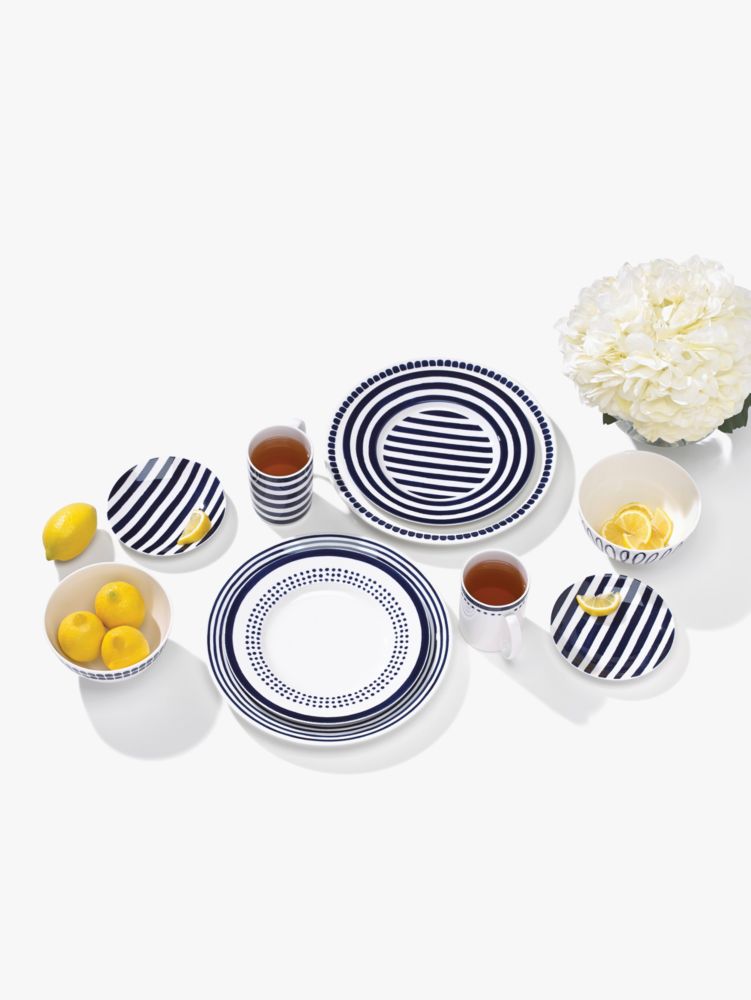 Kate Spade,Charlotte Street Four-piece Place Setting,Bowl,Dinner Plate,Mug,Salad Plate,Porcelain,Trim Embellishment,Patter...,