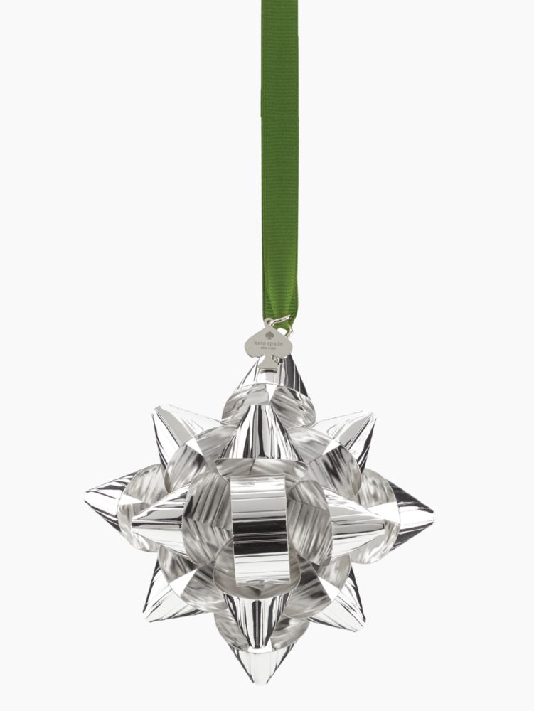 Tinsel Topper Silver Bow Ornament, SILV, ProductTile