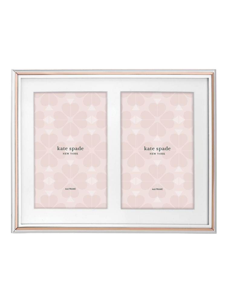 Kate Spade,rosy glow double invitation frame,home accents & décor,Gold