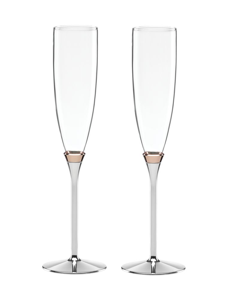 Kate Spade,rosy glow toasting flute pair,kitchen & dining,Gold