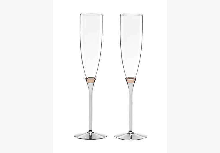 Kate Spade,rosy glow toasting flute pair,kitchen & dining,Gold