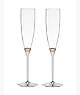 Kate Spade,rosy glow toasting flute pair,kitchen & dining,Gold
