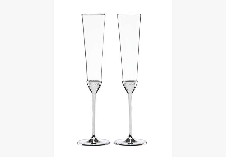 Kate Spade,take the cake toasting flute pair,kitchen & dining,Light Blue image number 0