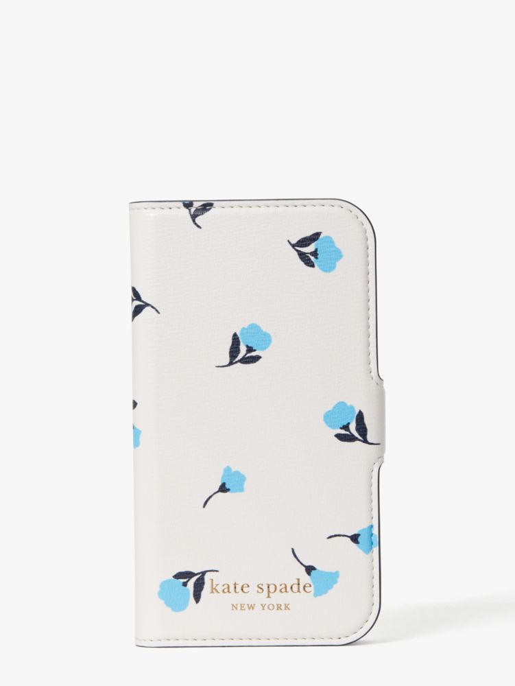 Kate Spade,spencer dainty blooms magnetic folio iphone 12 mini case,Optic White Multi