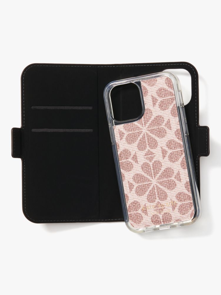 Spade Flower Coated Canvas I Phone 12 Mini Magnetic Wrap Folio