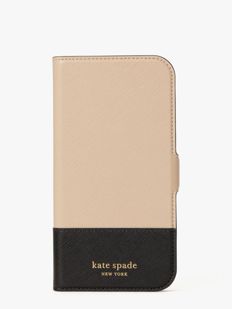 Kate Spade,Spencer iPhone 12 Pro Max Magnetic Wrap Folio Case,phone cases,Warm Beige/Black