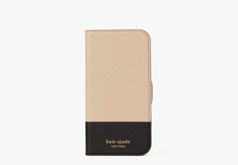 Kate Spade,Spencer iPhone 12 Pro Max Magnetic Wrap Folio Case,phone cases,Warm Beige/Black