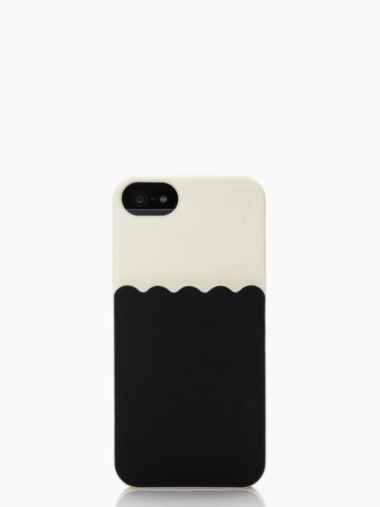 Kate Spade,scallop pocket iphone 5 case,Black/Cream/Gold