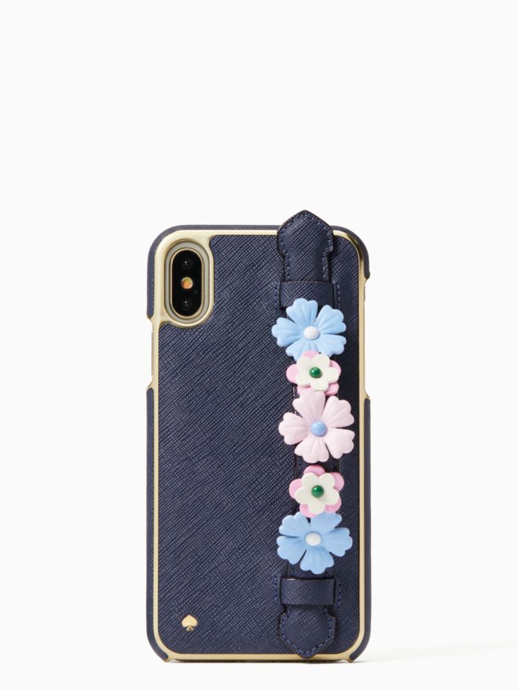 Kate Spade,Floral Hand Strap Stand Iphone X Case,