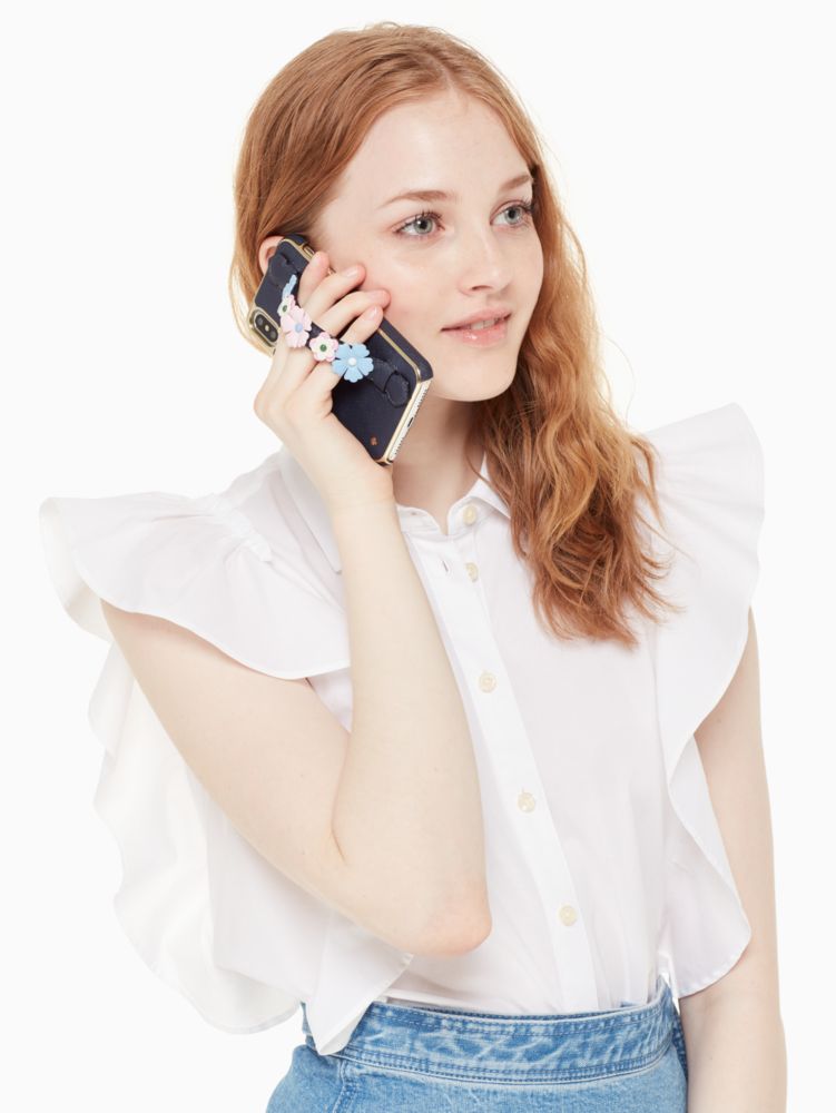 Kate Spade,Floral Hand Strap Stand Iphone X Case,