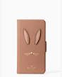 Kate Spade,rabbit applique iPhone 8 folio case,Warm Cognac
