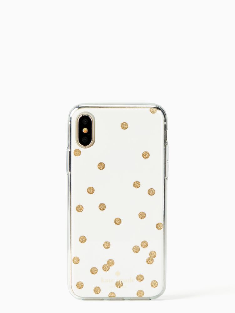 Kate Spade,glitter scatter dot iPhone x & xs case,phone cases,Gold/Cream