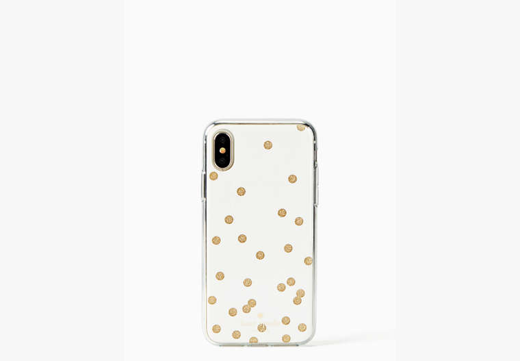 Kate Spade,glitter scatter dot iPhone x & xs case,phone cases,Gold/Cream