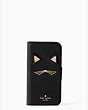 Kate Spade,cat applique iPhone X folio case,Black