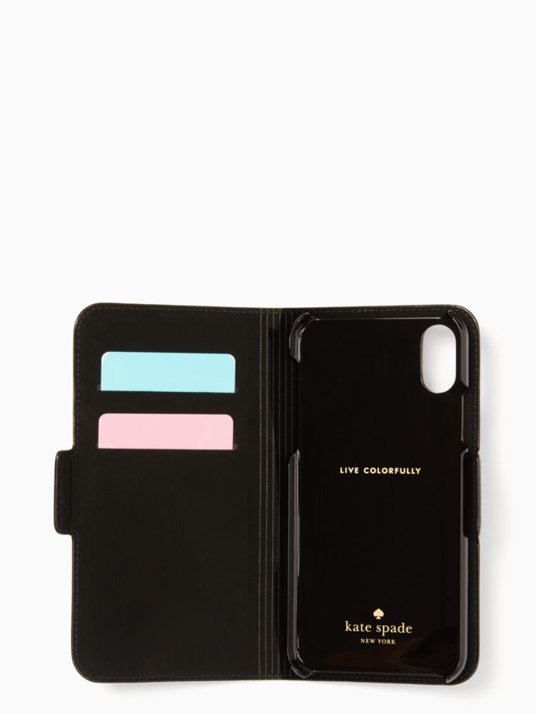 Kate Spade,penguin iphone xr folio case,phone cases,Black Multi