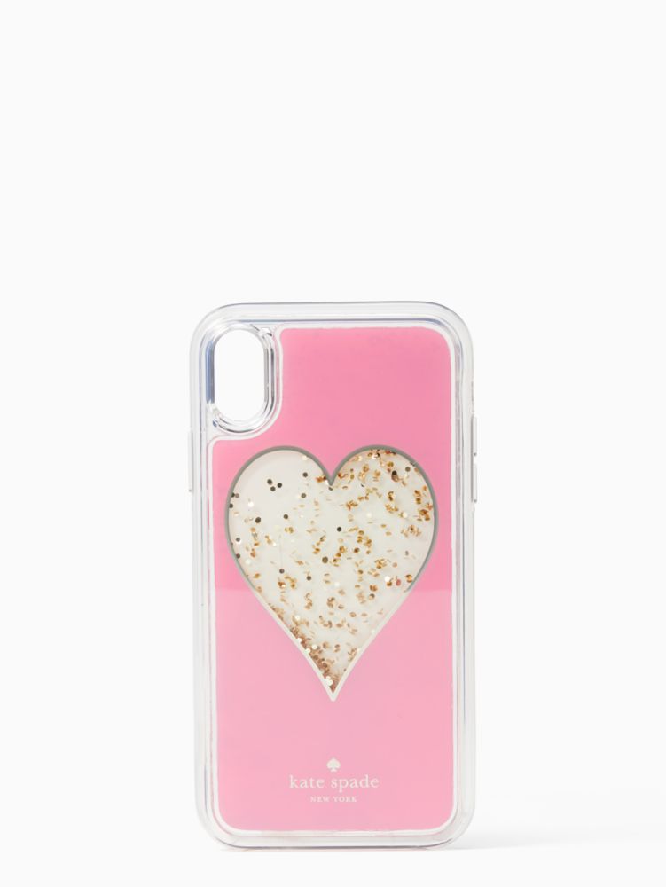 Kate Spade,heart liquid glitter iphone xr case,Multi