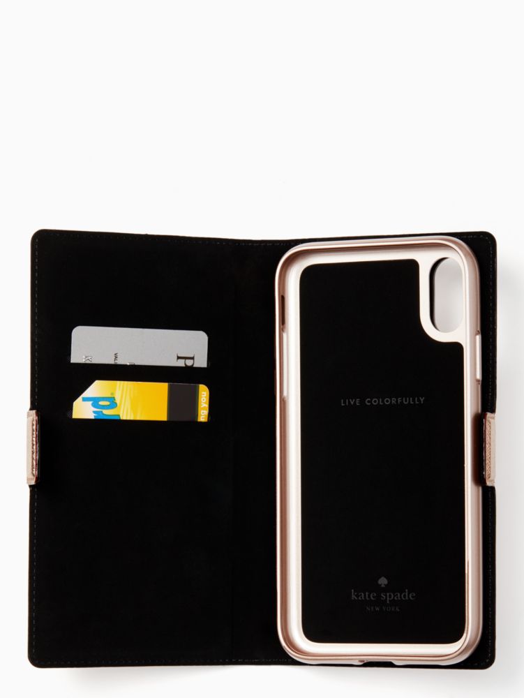Kate Spade,magnetic wrap iphone XR folio case,Rose Gold