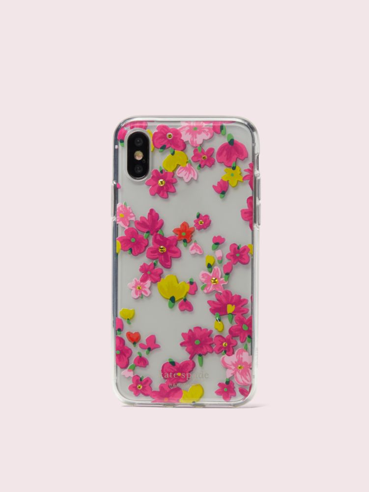 Kate Spade,jeweled marker floral clear iPhone x & xs case,phone cases,Clear Multi