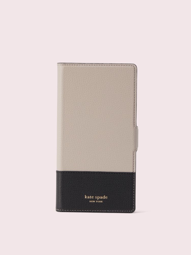 Kate Spade,sylvia iPhone xs max magnetic wrap folio case,phone cases,Warm Taupe/Black