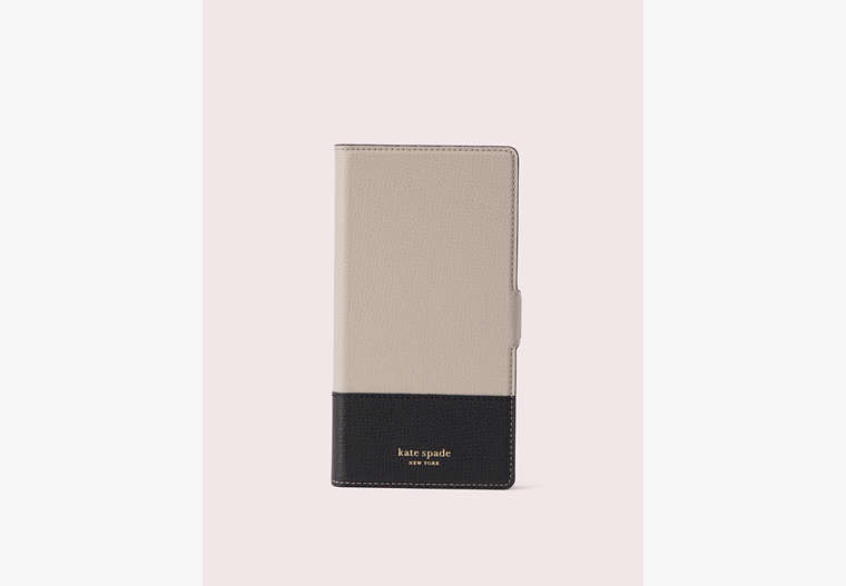 Kate Spade,sylvia iPhone xs max magnetic wrap folio case,phone cases,Warm Taupe/Black