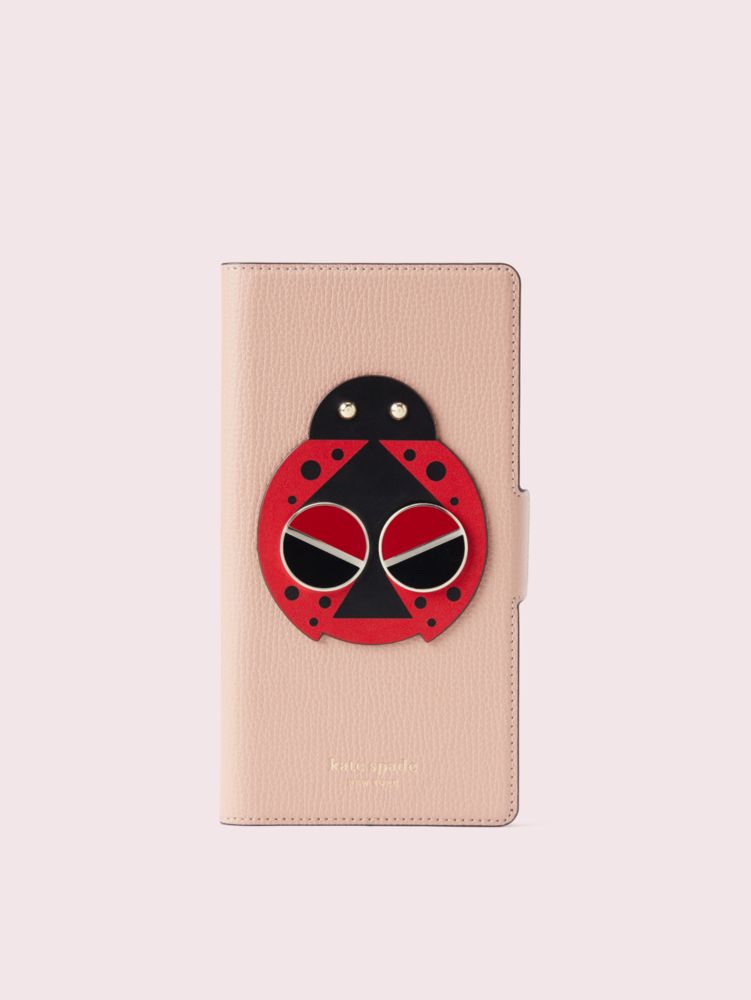 Kate Spade,spademals lucky ladybug iphone xs max folio case,Flapper Pink