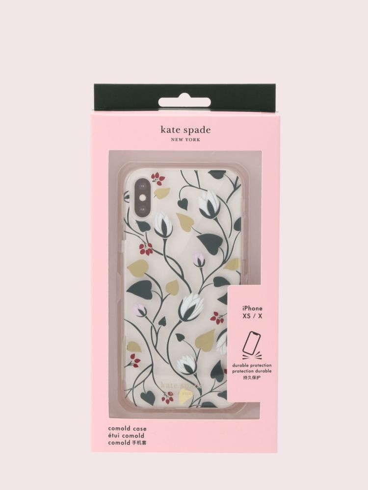 Kate Spade,deco bloom clear iphone x & xs case,Clear Multi