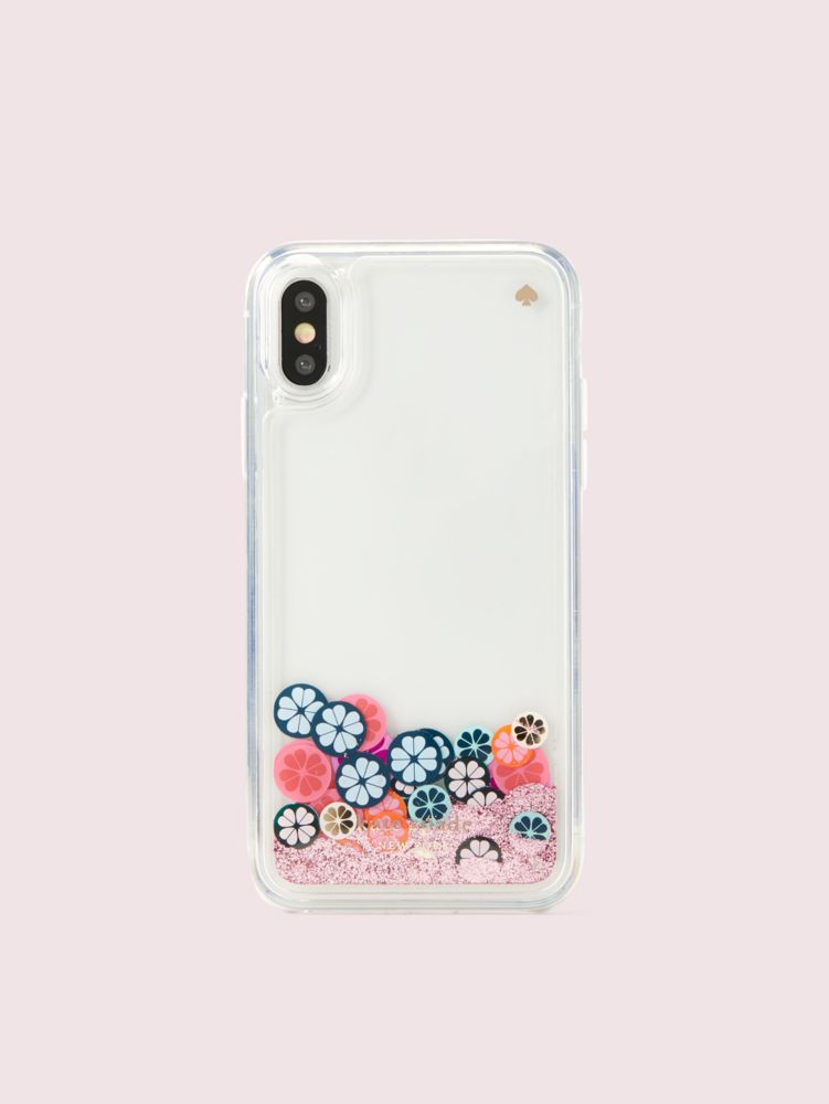 Kate Spade,spade flower liquid glitter iphone xs case,Multi